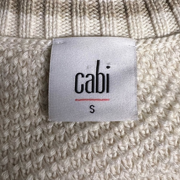 CAbi Slip Stitch Cream Women’s Oversized Knit Sweater, Cotton Blend, Size Small - Picture 9 of 11